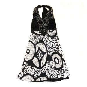 Halter Black White Dress Size S